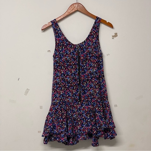 Free People Everyone We Know Sleeveless Tiered Skirt Mini Dress in Indigo Combo - Picture 2 of 5
